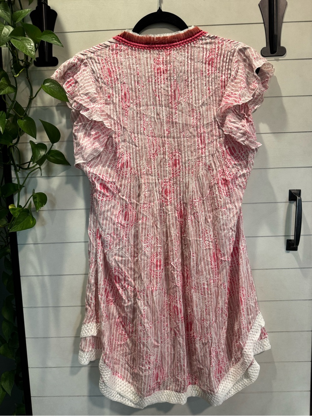 Poupette St. Barth Pink and White Printed V-Neck Mini Dress - Picture 2 of 5
